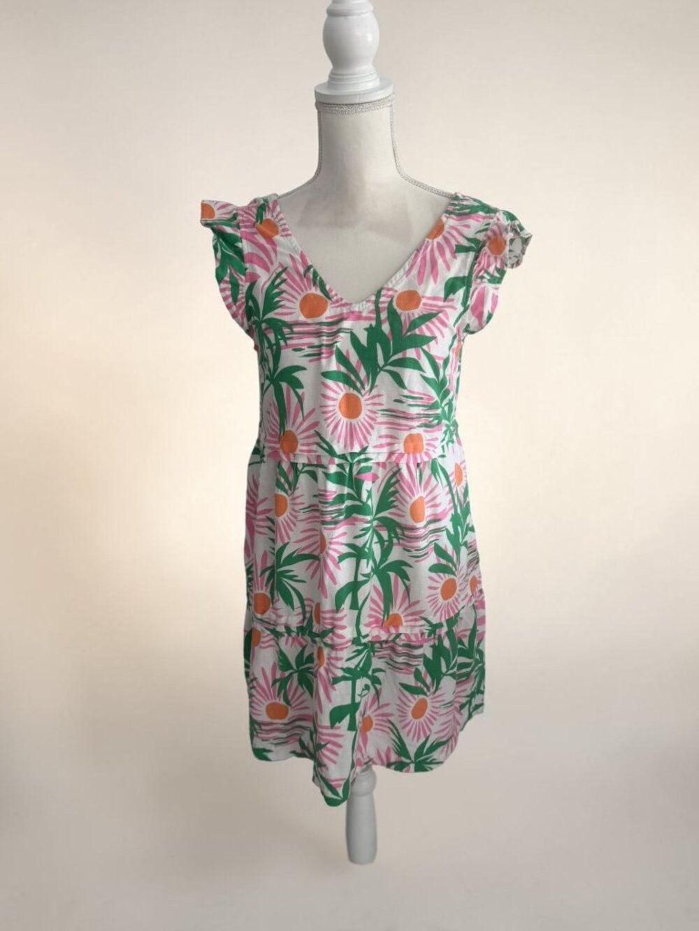 C&C CALIFORNIA Pink Green Fauna Swing Dress Size Small